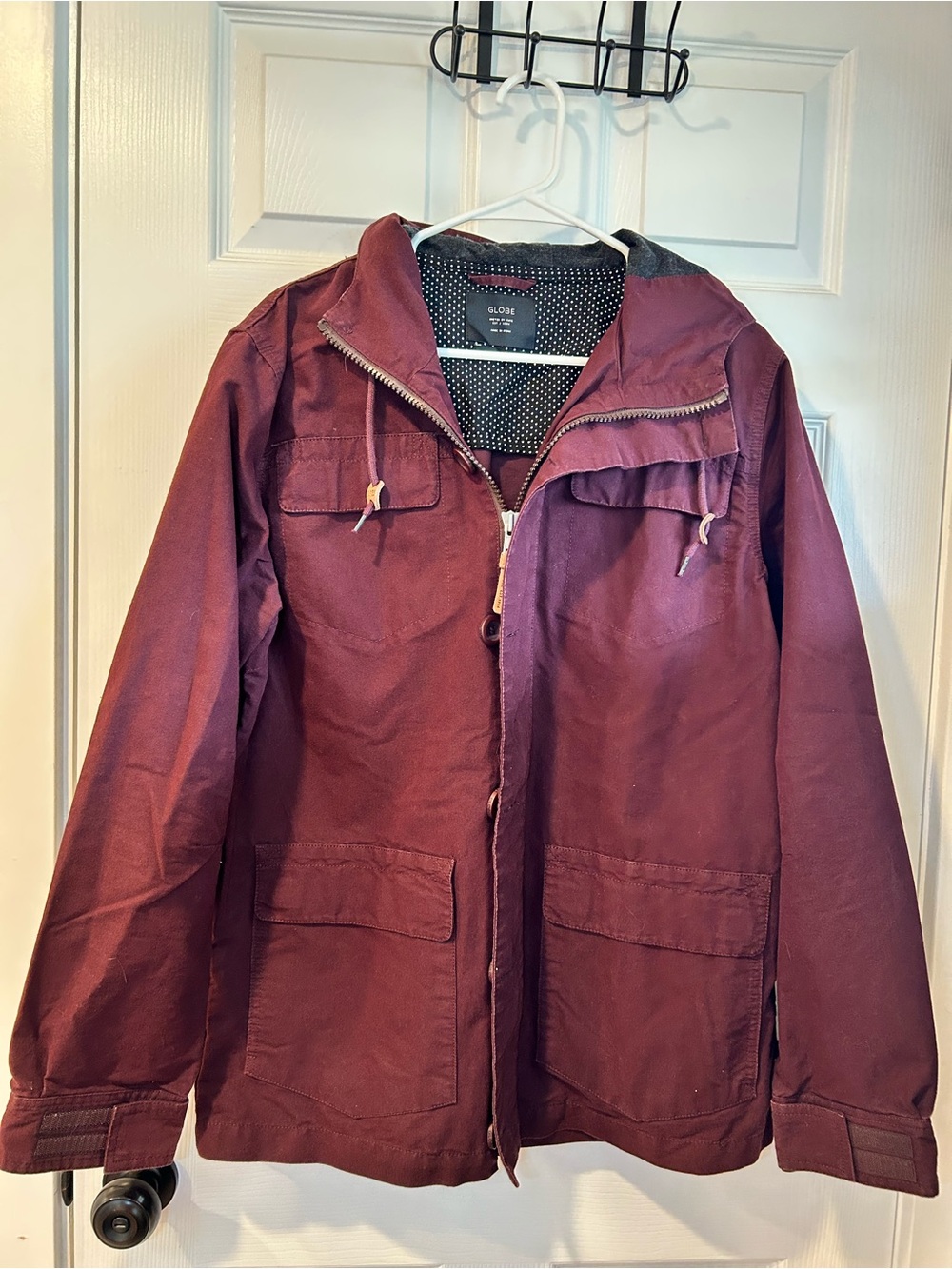 Globe United by Fate Maroon Utility/Canvas Jacket Size Medium Pre-Owned
